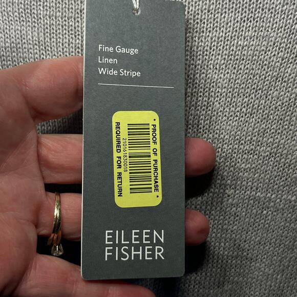 Eileen Fisher NWT Sweater Gray White Striped Linen Tunic Casual Coastal Beach XL - Picture 7 of 7